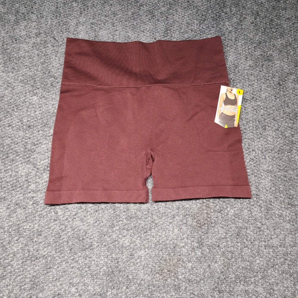 Avia Women Seamless Rib Contour 5" Biker Shorts Deep Chianti Red Large NWT